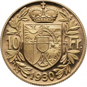 Liechtenstein, Franz I, 10 Francs, 1930