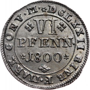 Germany, Brunswick-Wolfenbuttel, Karl Wilhelm Ferdinand, 6 Pfennige 1800 MC