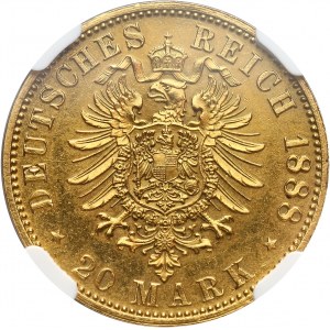 Germany, Prussia, Wilhelm I, 20 Mark 1888 A, Berlin, proof