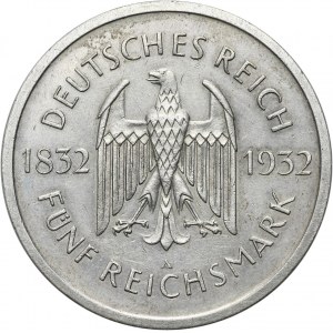 Germany, Weimar Republic, 5 Mark 1932 A, Berlin, Goethe