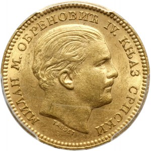 Serbia, Milan I, 20 dinarów 1879 A, Paryż