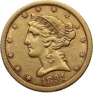 Stany Zjednoczone Ameryki, 5 dolarów 1891 CC, Carson City