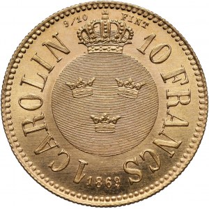 Szwecja, Karol XV Adolf, Carolin = 10 franków 1869