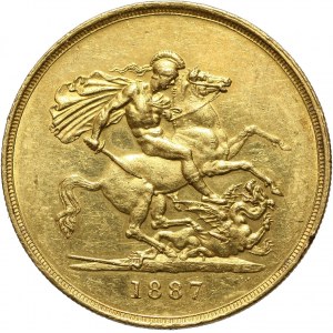 Wielka Brytania, Wiktoria, 5 funtów 1887