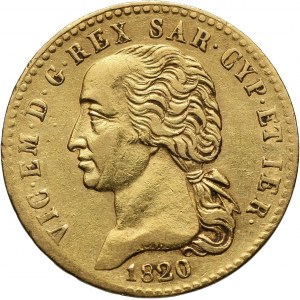 Italy, Sardinia, Vittorio Emanuele I, 20 Lire 1820 L, Torino