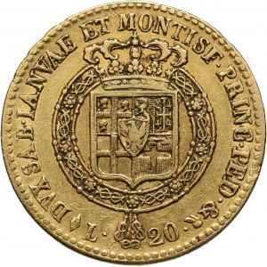 Włochy, Sardynia, Wiktor Emanuel I, 20 lirów 1820 L, Turyn