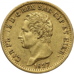 Włochy, Sardynia, Karol Feliks, 20 lirów 1827 L, Turyn