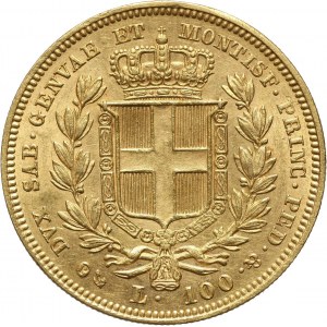 Włochy, Sardynia, Karol Albert, 100 lirów 1836 P, Genua