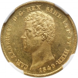 Italy, Sardinia, Carlo Alberto, 20 Lire 1849 P, Genoa