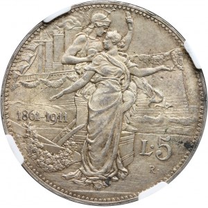 Włochy, Wiktor Emanuel II, 5 lirów 1911 R, Rzym