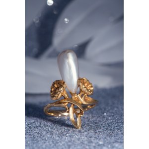Ring mit floralem Motiv, Frankreich, Ende 19. Jahrhundert, Jugendstil
