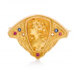 Brooch with woman motif, 19th/20th century, Art Nouveau