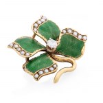 Brooch with four-leaf clover motif, mid-20th century.