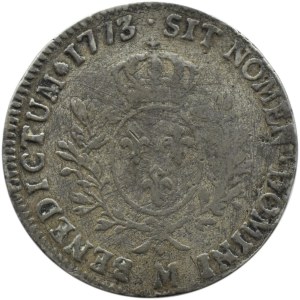 Francja, Ludwik XV, ecu 1773 M, Tuluza, fałszerstwo z epoki