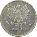 Polsko, Druhá republika, prapor, 5 zlotých 1930, Varšava, KRÁSNÁ!