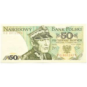 Polska, PRL, gen. K. Świerczewski, 50 złotych 1982, seria ED, Warszawa, UNC