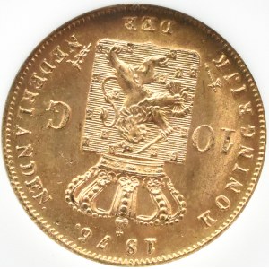 Niederlande, Willem III, 10 Gulden 1875, Utrecht, NGC MS66