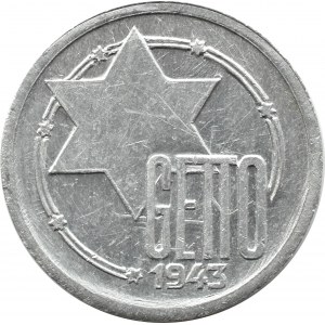 Ghetto Lodž, 10 značek 1943, hliník, odrůda 8/3, certifikát 016/2023