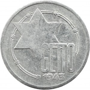 Ghetto Lodž, 10 značek 1943, hliník, odrůda 5/4, certifikát 017/2023