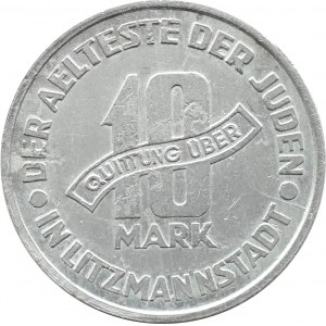 Ghetto Lodz, 10 marks 1943, aluminum, variety 2/1, certificate 020/2023