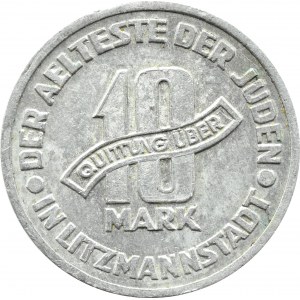 Ghetto Lodz, 10 marks 1943, aluminum, variety 10/5, certificate 023/2023