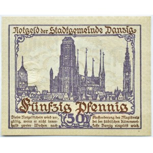 Wolne Miasto Gdańsk, 50 fenigów (pfennig) 1919, UNC