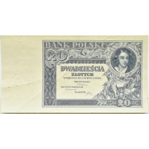 Polsko, Druhá polská republika, 20 zlotých 1931, bez série, jednostranný tisk, Varšava