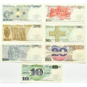 Polska, PRL, lot 7 banknotów 10-1000 złotych 1982-1988, Warszawa, UNC (1)