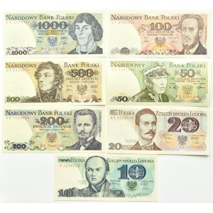 Polen, PRL, Lot von 7 Banknoten 10-1000 Zloty, Warschau, UNC (2)