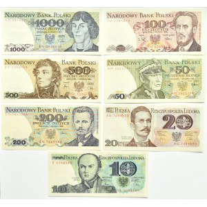 Polska, PRL, lot 7 banknotów 10-1000 złotych 1982-1988, Warszawa, UNC (3)
