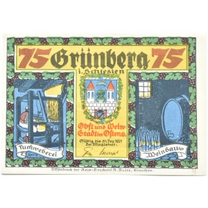 Grünberg/Green Mountain, 75 pfennig 1921, UNC