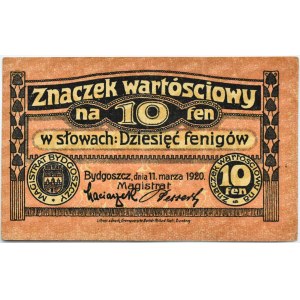 Bromberg/Bydgoszcz, známka s hodnotou 10 fenig 1920