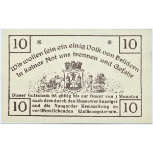 Massow/Maszewo (Pomerania), notgeld 10 pfennig 1920, UNC