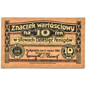 Bromberg/Bydgoszcz, znaczek wartościowy 10 fenigów 1920, UNC