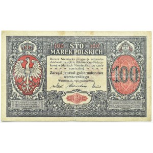 Generální gouvernement, 100 marek 1916, jeneral, série A - 6 figur, RARE