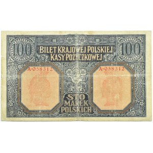 Generalne Gubernatorstwo, 100 marek 1916, jenerał, seria A - 6 cyfr, RZADKIE