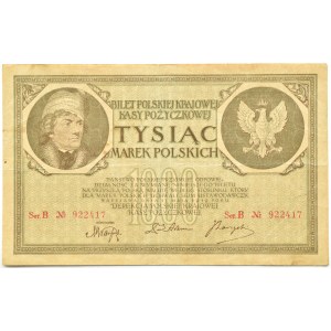 Polsko, Druhá republika, 1000 marek 1919, série B, Varšava, dvojí číslování