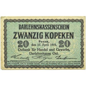 Polska/Niemcy, Poznań 20 kopiejek 1916 OST, bez litery serii