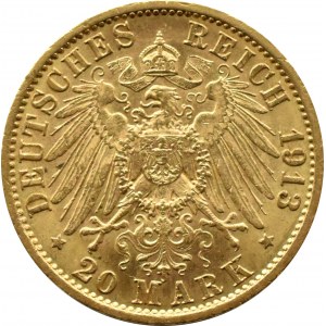 Německo, Prusko, Wilhelm II, 20 marek 1913 A, Berlín
