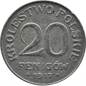 Kingdom of Poland, 20 fenig 1917, Stuttgart, double minting