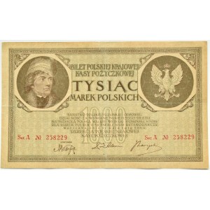 Polska, II RP, 1000 marek 1919, seria A, Warszawa, podwójna numeracja