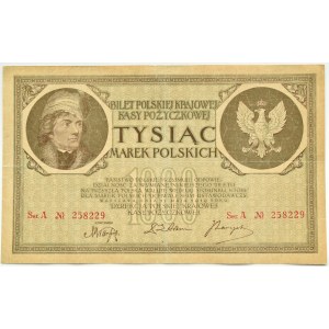 Poland, Second Republic, 1000 marks 1919, series A, Warsaw, double numbering