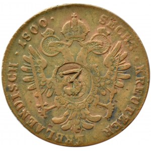 Rakousko, František II., 6 krejcarů (děrovaných na 3) 1800 B, Kremnica - RARE!
