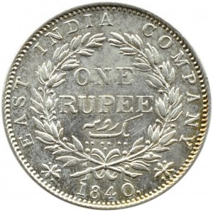 India/UK, Victoria, rupee 1840, Madras, Victoria Queen - inscription overhead