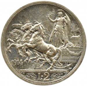 Italy, Vittorio Emanuele III, 2 lira 1914 R, Rome