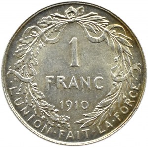 Belgium, Albert, 1 franc 1910, Brussels, French legend