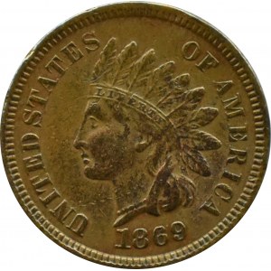 USA, Indian Head, cent 1869, Philadelphia