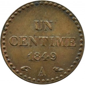 Francja, 1 centime 1849 A, Paryż