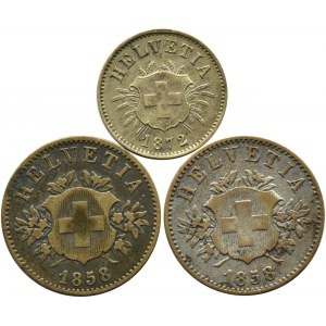 Švýcarsko, šarže 5-20 rappen 1858-1872, Bern