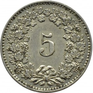 Szwajcaria, 5 rappenów 1887, Berno, rzadkie!